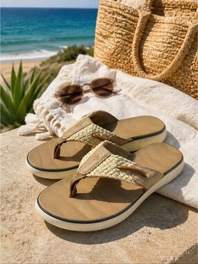 Sperry Women’s 7.5M Woven Coastal Flip Flop Sandals Beige